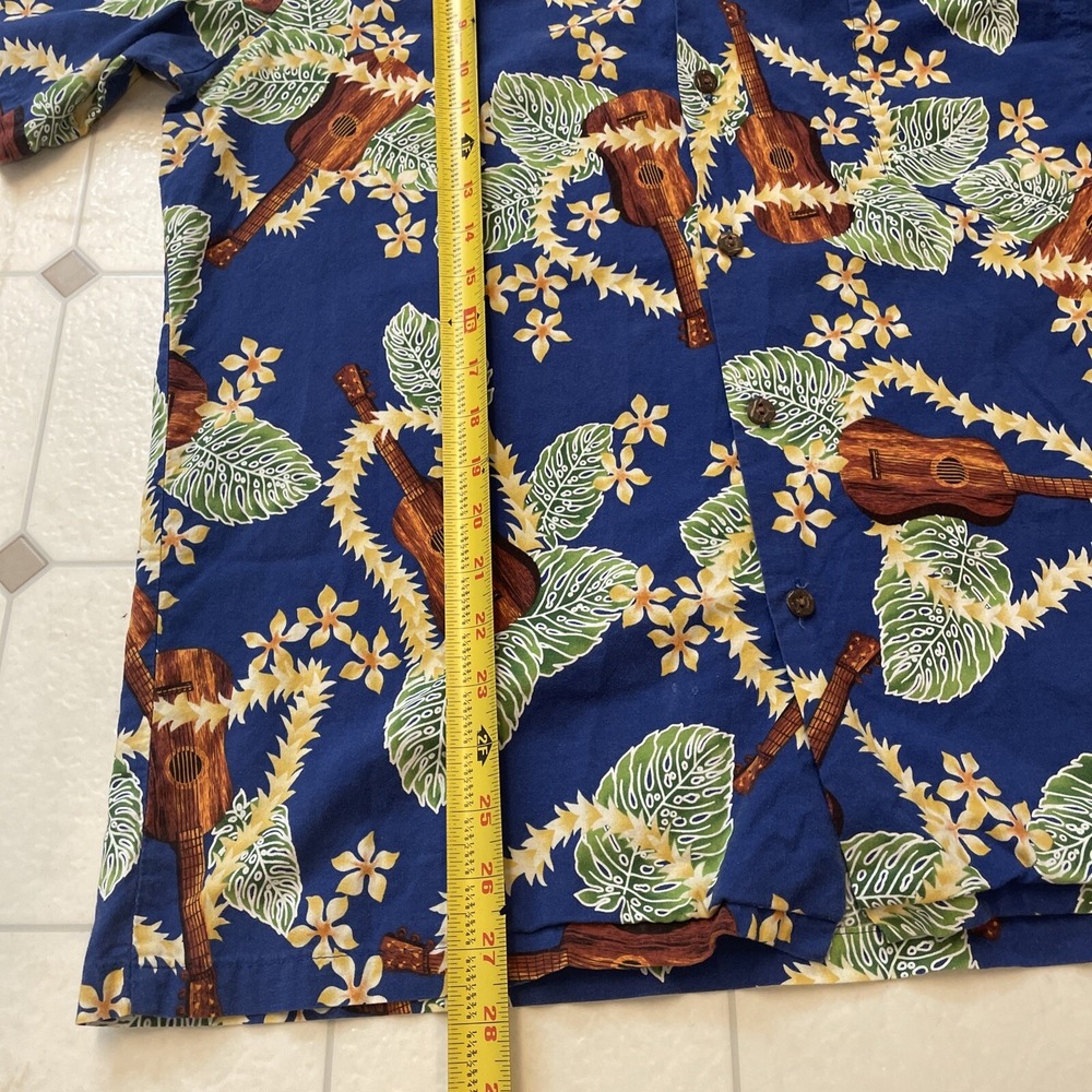 Vintage Hilo Hattie Hawaiian Shirt Men's Size‎ L Flowers Made In USA Camp Guitar - Picture 7 of 8
